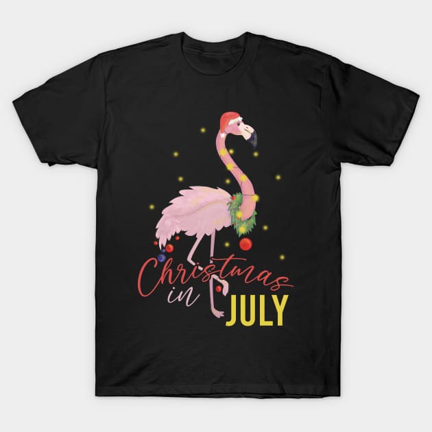 christmas in july summer flamingo T-Shirt by Ville Otila Abstract